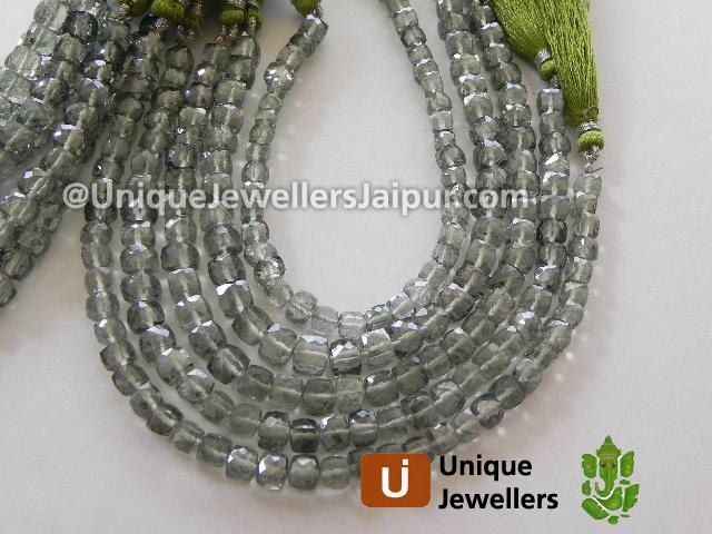 Green Apetite Quartz Faceted Cube Beads